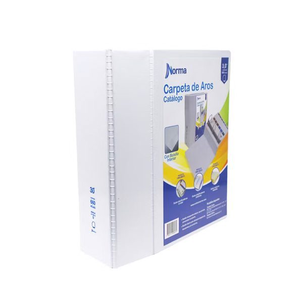 Carpeta Catálogo 3.0 Norma con  herraje redondo, disponible en Papelería El Mayorista.