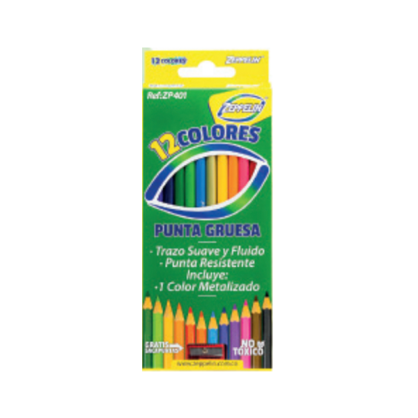 colores x12 economicos zeppelin, disponibles en papelería el mayorista cali.