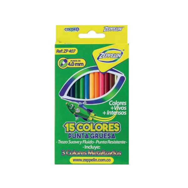 colores x15 unipunta zeppelin, disponibles al mejor precio en papeleria el mayorista, Cali.