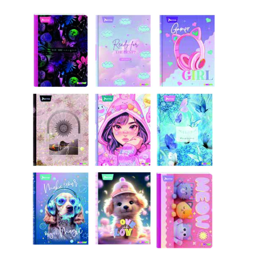 cuadernos cosidos con stickers norma papeleria el mayorista cali.