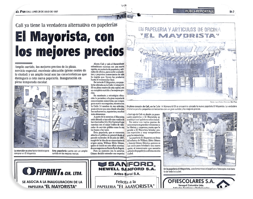 Somos distribuidores líderes en papelería al por mayor en Cali, Valle del Cauca y en Colombia.