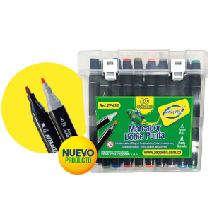 marcadores doble punta x80 Zeppelin, disponibles al mejor precio en Papelería El Mayorista, Cali.