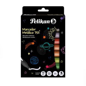Marcadores Metalizados x10 Pelikan, colores brillantes y duraderos. Perfectos para proyectos creativos y decorativos.