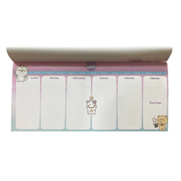 planeador semanal LUKIS, disponible en papelería el mayorista.