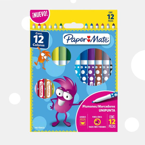 Plumones Lavables x12 Paper Mate
