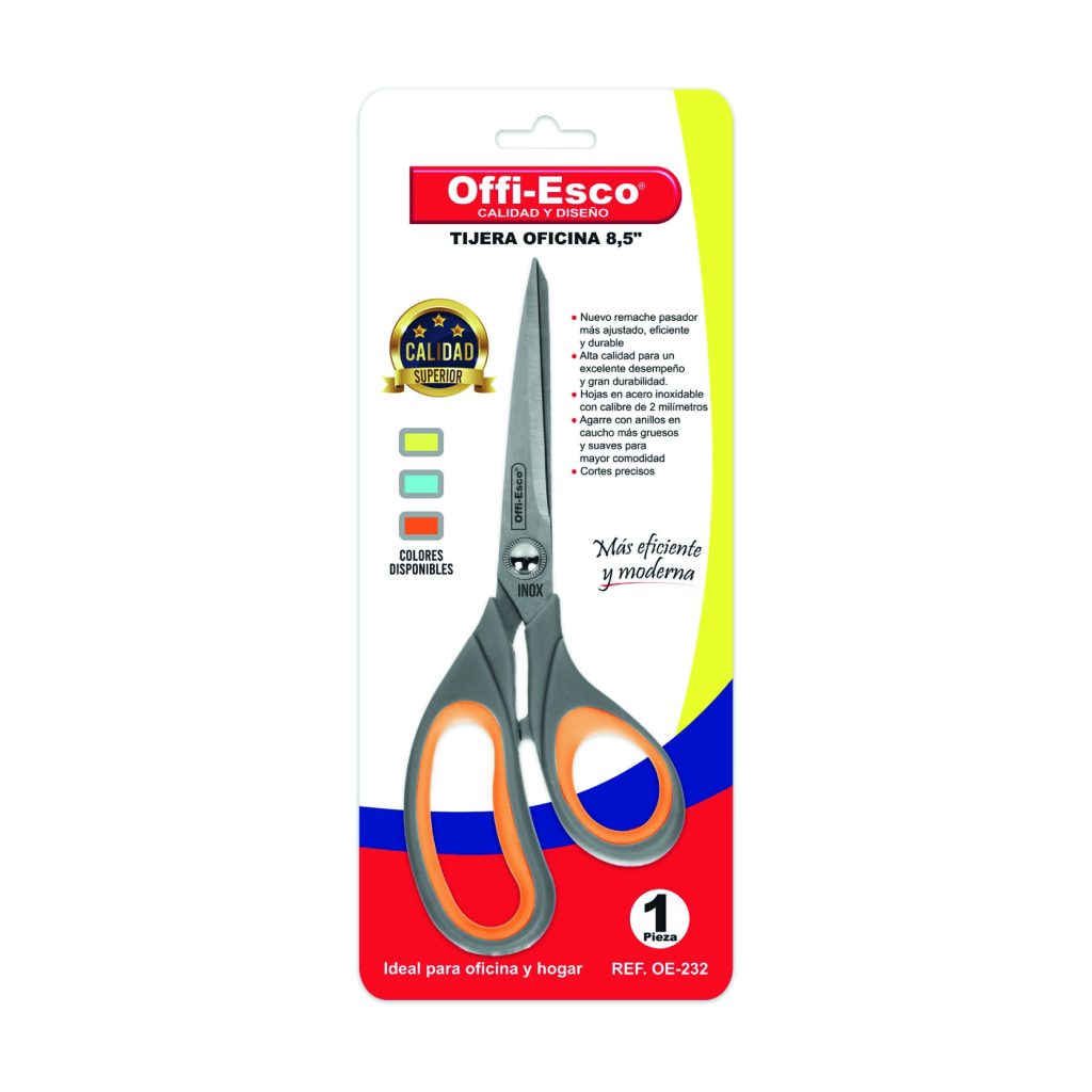 as Tijeras 8.5 pulgadas de Offi-Esco OE 230, disponibles en papeleria el mayorista cali.